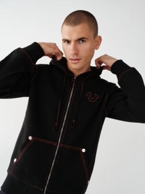 True Religion Men's Big T Zip Up Hoodie