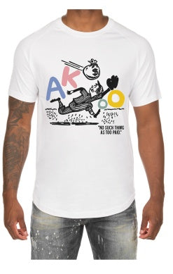 MEN AKOO WHITE PAID SCOOP BTM TEE