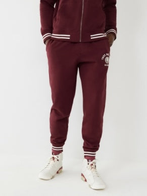 MEN TRUE RELIGION BURGUNDY TR ALUMNI JOGGERS