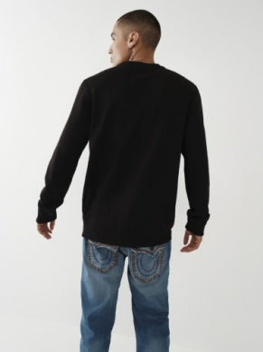 MEN TRUE RELIGION JET BLACK DOORBUSTER SWEATSHIRT