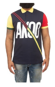 MEN AKOO BLUE YELLOW RED TAPPED SS POLO SHIRT