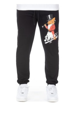 MEN AKOO BLACK SLICK SWEATPANTS