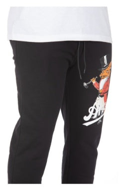 MEN AKOO BLACK SLICK SWEATPANTS