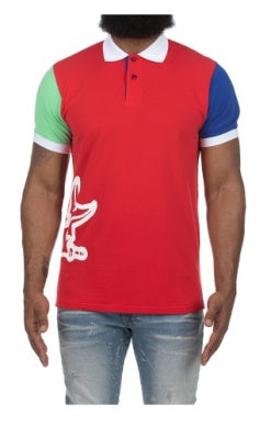 MEN AKOO RACING RED PRISM SS POLO SHIRT