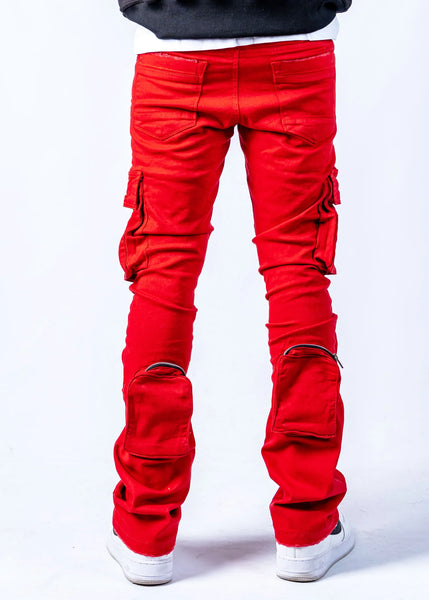 MEN RED MULIT POCKETS STACK 95 DENIM JEANS